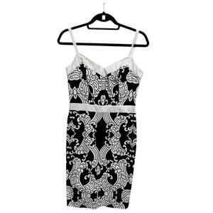 Y2K Etcetera Sleeveless Black White Printed Sheath Dress Womens Size 4